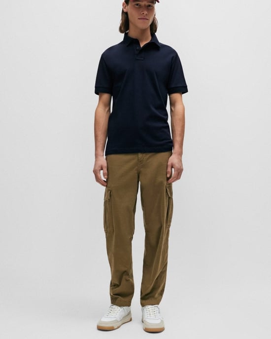 BOSS Orange Passenger Herren Stretch-Baumwoll Slim-Fit Polo-Shirt mit Logo-Patch NOS - Image 3