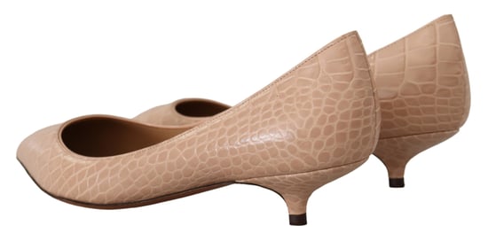 Dolce & Gabbana Beigefarbene Leder Kitten Heels Pumps Damen Schuhe - Image 3