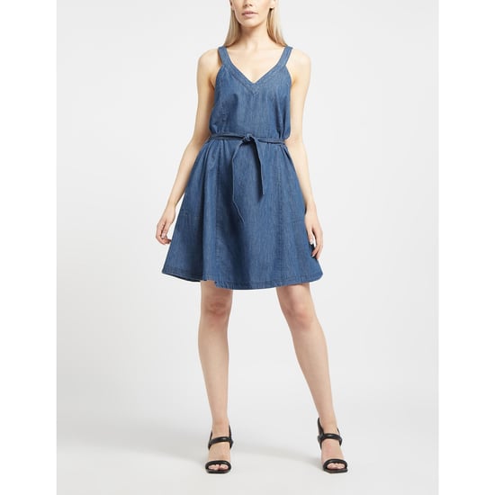 Robe Belt Flare Denim Armani Pour Femme en Jean Denim - Image 3