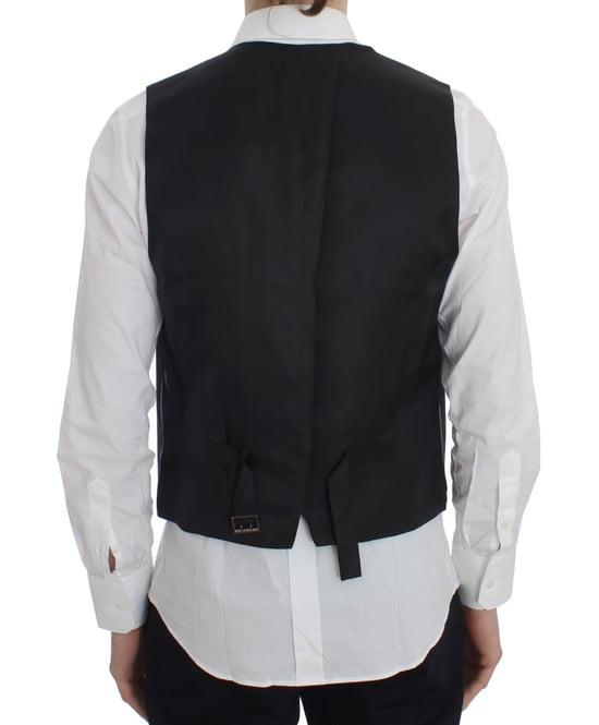 Dolce & Gabbana Black Striped Wool Silk Vest