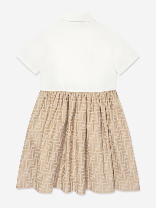 Fendi Mädchen FF Jacquard Kleid in Beige - Image 2