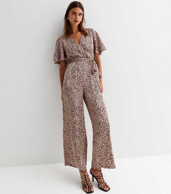 Satin Tier Engel Ärmel Wrap Jumpsuit - Image 2