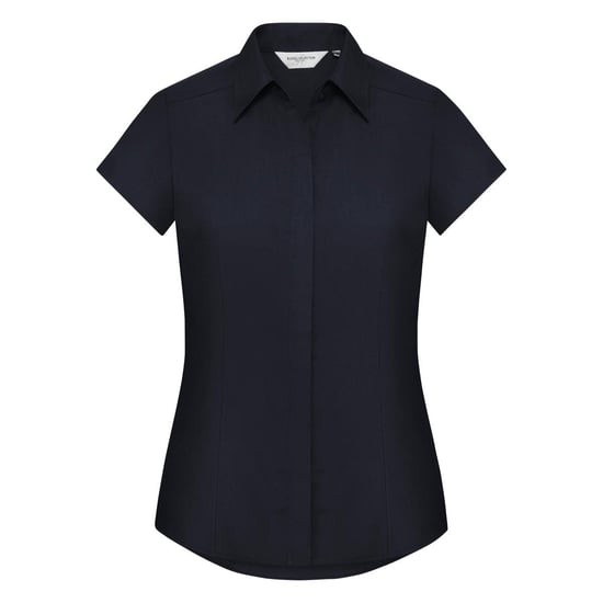 Russell Collection Easy Care Fitted Poplin Bluse, kurzarm (Dunkelblau) - Image 1