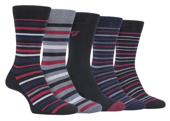 Farah - 5er-Pack Herren dünne atmungsaktive klassische gestreifte gemusterte weiche Baumwolle Kleid Socken - FCS271BLKBER (gestreift) - Image 1
