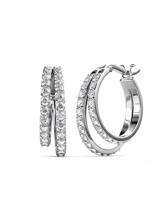 Duo-Ring-Ohrringe - Silber und Kristall - Image 1