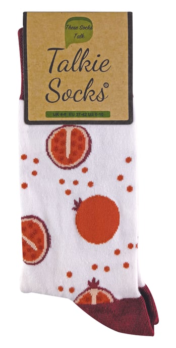TALKIE-SOCKEN Damen-Socken aus Baumwolle mit schrulligem, flippigem Design und Fruchtmuster - Image 2