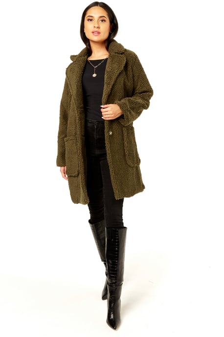 Faux Fur Longline Teddy Overcoat