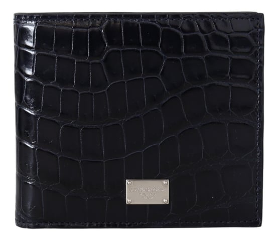 Dolce & Gabbana Black Bifold Card Holder Men's Exotic Leather Wallet