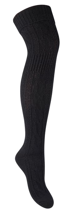 Overknee-Wollsocken für Damen | Steven | Winterwarme dicke lange Socken Schwarz - Image 1
