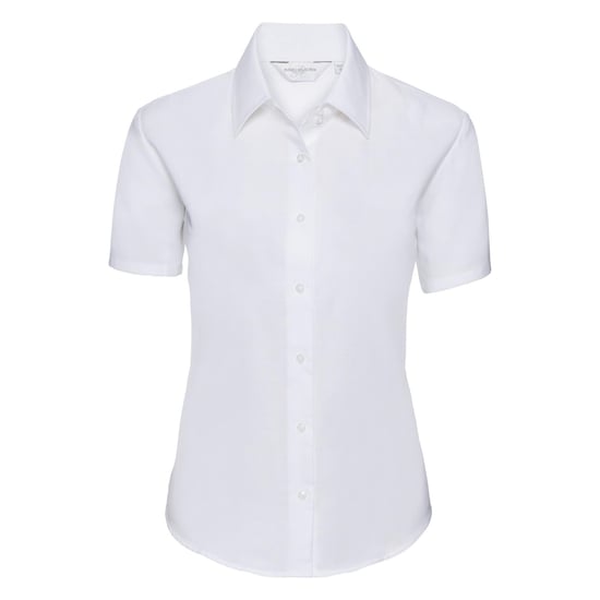 Russell Collection Easy Care Oxford Bluse, Kurzarm (Weiß) - Image 1