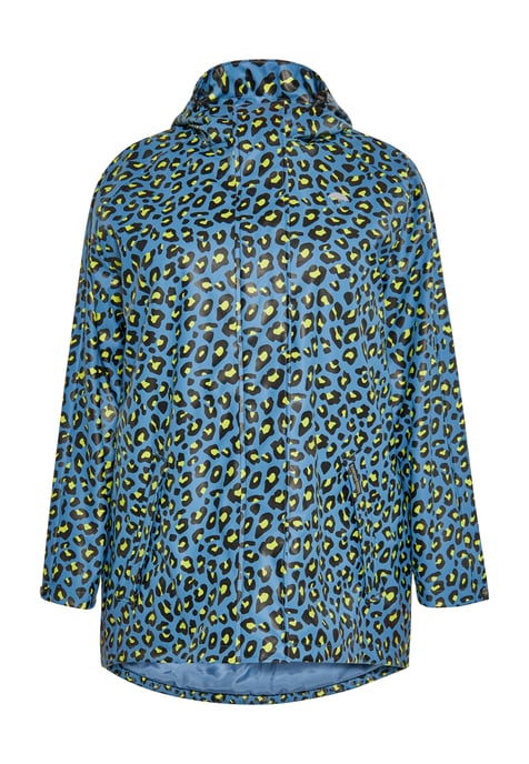 Schmuddelwedda Regenjacke Damen Stahlblau Limette Leo - Image 1
