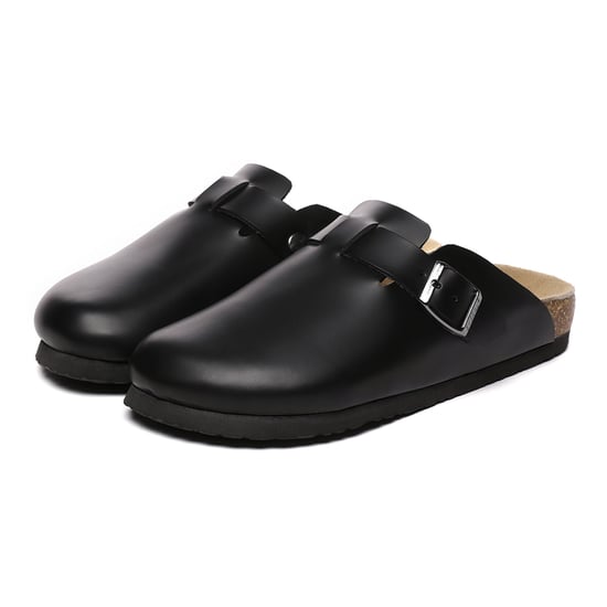EVER AU Herren Hardhead Leder Komfort Clog Sandalen - Schwarzes Leder - Image 3