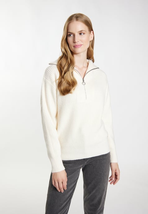 Dreimaster Strickpullover Damen Wollweiß - Image 3