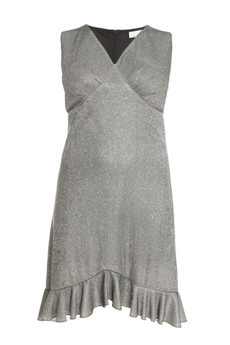 Curve Silver Bodycon Frill Midi Dress