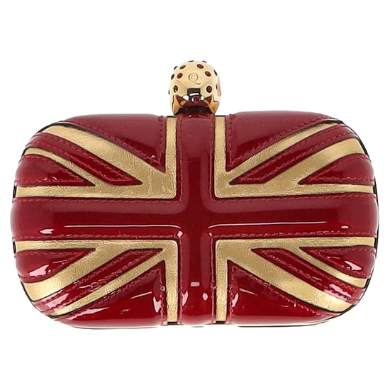 Alexander McQueen Britannia Skull Box Clutch Tasche aus rotem Lackleder - Image 2