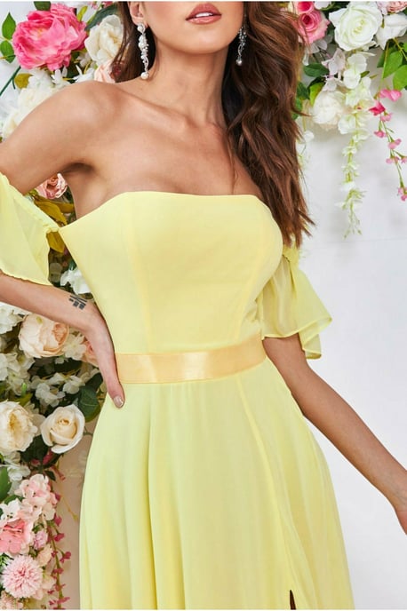 Draped Off The Shoulder Maxi With Split