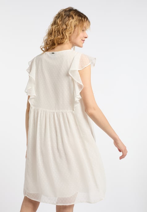 Dreimaster Midikleid mit Rüschen Damen WOLLWEISS - Image 4