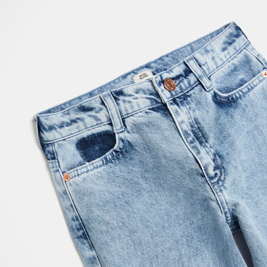 River Island Girls Slim Jeans Blue Straight Leg Ripped