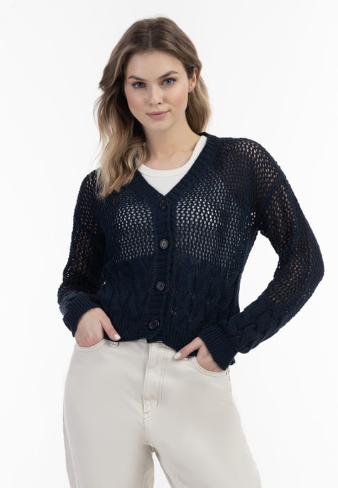 Dreimaster Weitmaschige Strickjacke Damen Marine - Image 2