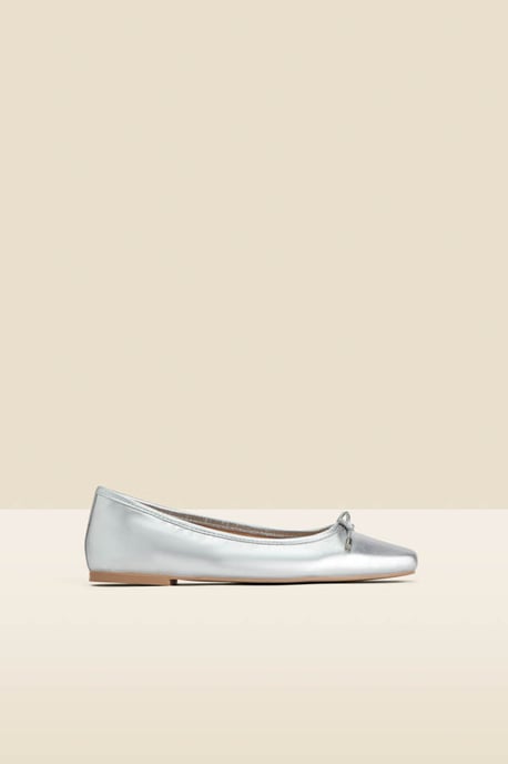 Silver Square Toe Ballet Pumps