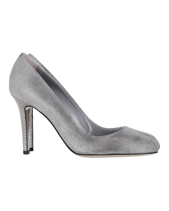 Sergio Rossi Pumps mit runder Spitze aus silbernem Leder - Image 1