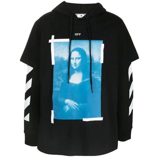 Off-White Blue Monalisa Double Tee Skate Fit Black Hoodie