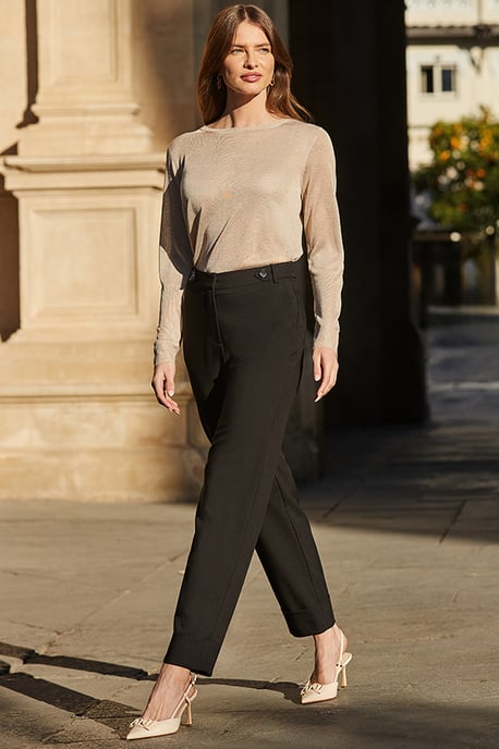 Black Tapered Leg Trousers