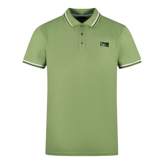 Cavalli Class Zwillings-Besatzkragen Schwarzes Logo Grünes Polo-Shirt - Image 1