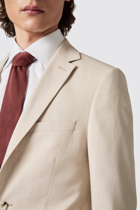 Looten Slim Fit Beige Linen Jacket