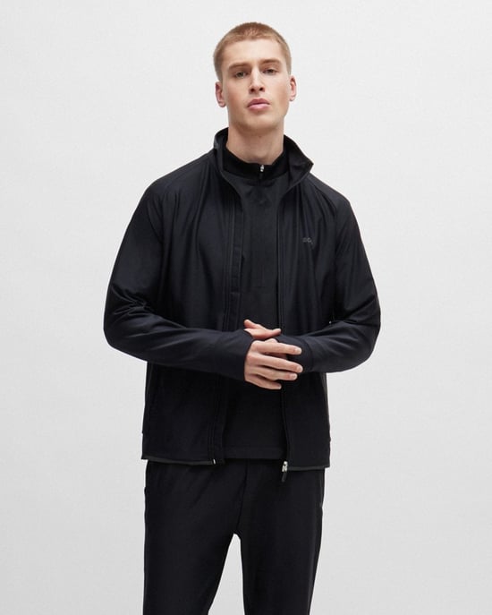BOSS Green Sicon Active Mens Zip-Up Sweatshirt with Decorative Reflective Logo
