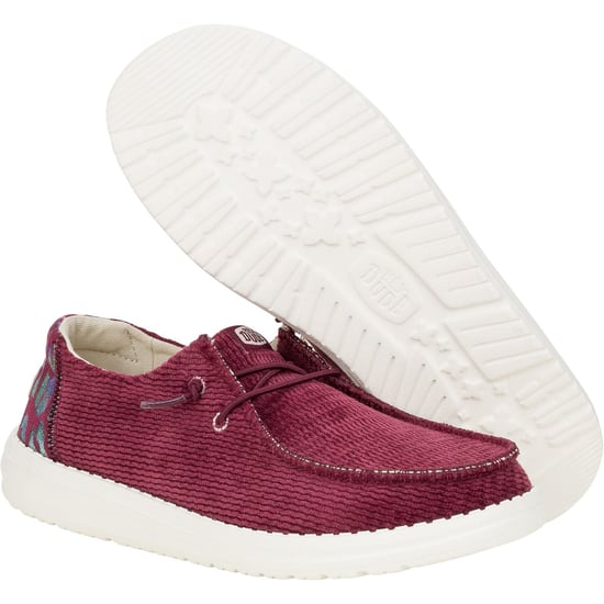 HEYDUDE Wendy Corduroy Leo Polyester Damen Burgundy Loafers - Image 3
