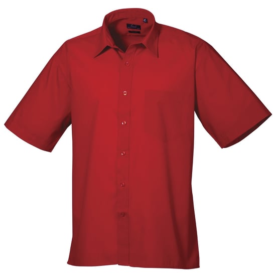 Premier Popelin Herren Hemd, kurzärmlig (Rot) - Image 1