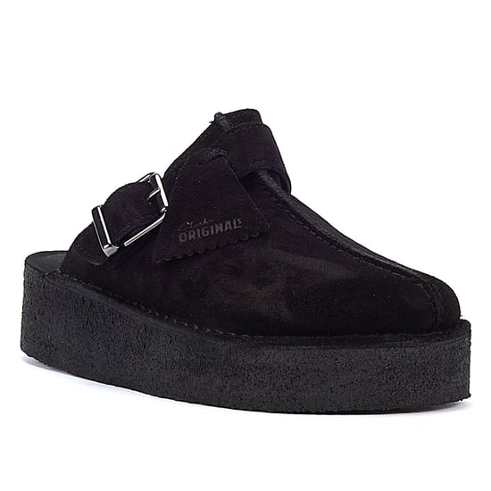 Clarks Original Trek Wedge Damen Schwarz Wildleder Mules - Image 2