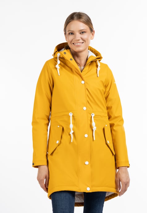 Dreimaster Wattierter Regenmantel Damen Senf - Image 2