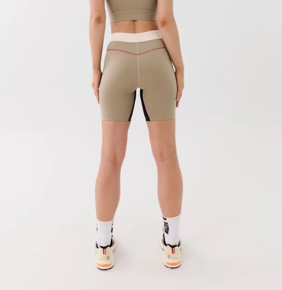 PE Nation Womens Undefeated Bike Short in Beige