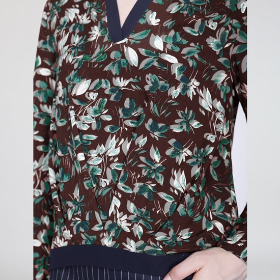 Satin-Kolibri-Bluse und Blätterdruck - Image 3