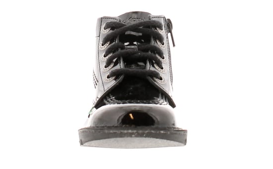 Kickers Younger Girls Ankle Boots Hi Zip Leder mit Spitze und Reißverschluss schwarz Lack - Image 3