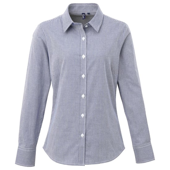 Premier Womens/Ladies Gingham Langarmhemd (Marine/Weiß) - Image 1