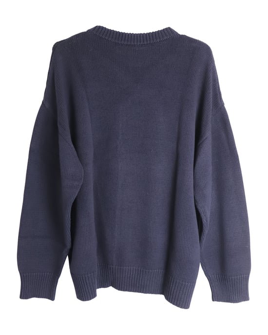 Balenciaga Übergroßer Bestickter College-Logo-Crewneck aus Baumwolle in Navy Blau - Image 2