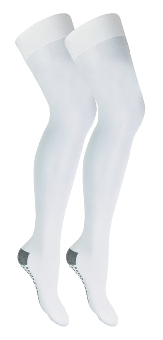 Medalin Saphena - 2er Pack rutschfeste Oberschenkelstrümpfe mit medizinisch abgestufter Kompression Klasse 1 - Weiß - Image 1