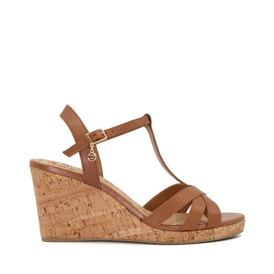 Dune Ladies Keep - Charm-Detail Leather Corkscrew-Wedge Sandals - Image 1