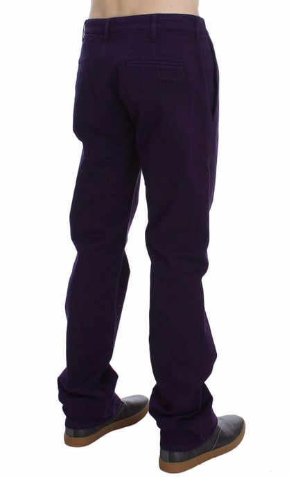 GF Ferre Men's Purple Cotton Stretch Purple Fit Pants