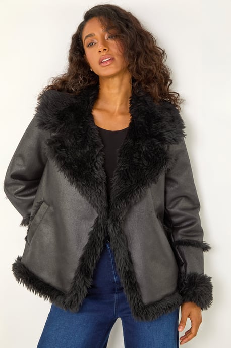 Faux Fur Aviator Jacket