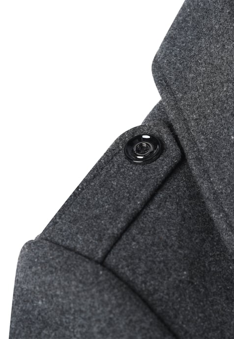 Men's Winter Thickened Solid Color Lapel Casual Wool Coat with Striped Collar Grey