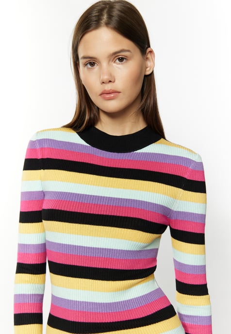 Mymo Strickkleid Damen Schwarz Mehrfarbig - Image 5