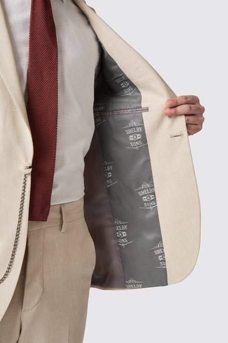 Looten Slim Fit Beige Linen Jacket
