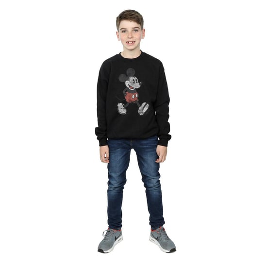 Disney Boys Walking Mickey Mouse Cotton Sweatshirt (Black)