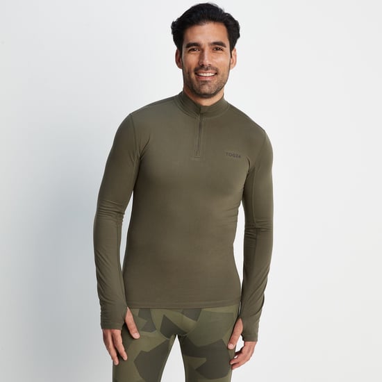 Snowdon Mens Thermal Base Layer Zip Neck Khaki