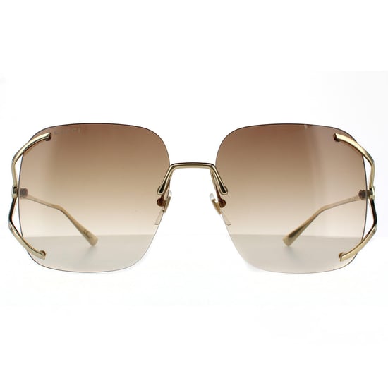 Gucci Square Womens Gold  Brown Gradient  Sunglasses