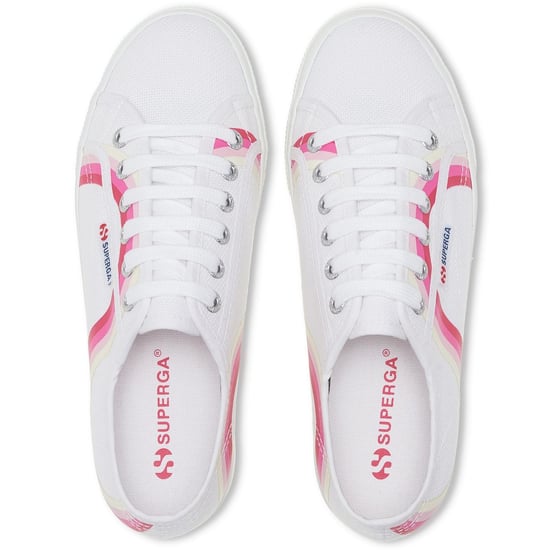 Superga 2790 Round Stripes Cotton Damen Weiß/Schattiert Blau Turnschuhe - Image 3